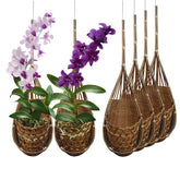PANWA front view of six handcrafted bamboo hanging baskets showing finish and shape benefits