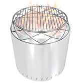 PARTAKER stainless steel stand front view protects surfaces while elevating fire pit
