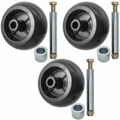 Parts 4 Outdoor front packaging showing three deck wheels and hardware, clear contents benefit