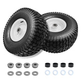 Parts Camp front view of both tires showing tread and profile for reliable traction