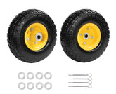 Parts Camp front view wheel assembly showing full tire and iron hub, durable replacement