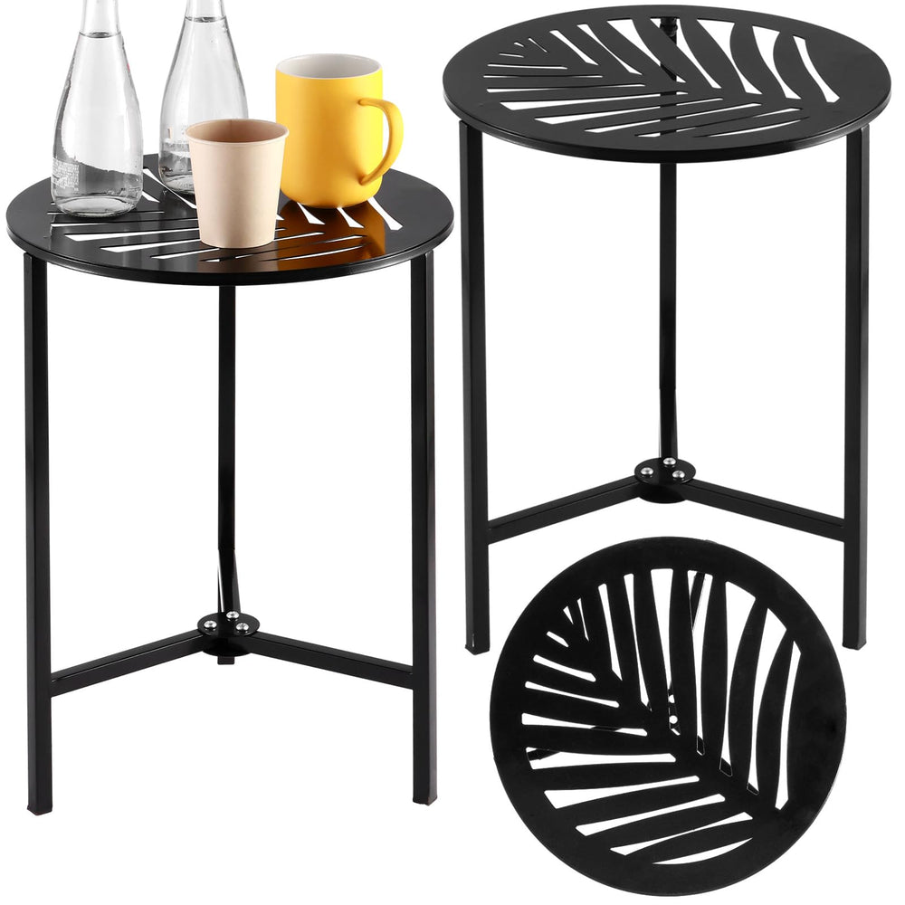 Party Zealot front view of two black side tables showing compact pairing benefit