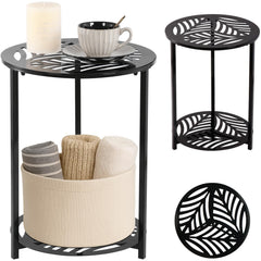 Party Zealot front view of black two-tier side table showing compact silhouette and modern style