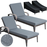 Patelai front view of dark gray chaise cushions showing complete set and neat fit