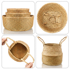Patelai medium basket with potted plant offers decorative concealment