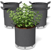 Patigrow front view of 5-pack grow bags showing durable fabric and label, promotes easy planting