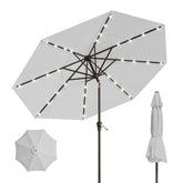Patio Kingdom front view of 10FT umbrella showing full canopy and lighting benefit