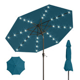 Patio Kingdom umbrella front view showing full 9ft canopy and clean profile for outdoor shade