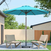 Patio Kingdom sky blue umbrella front view providing wide shade