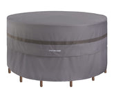 PATIOASIS front view cover protecting round table set, shows full coverage and neat fit