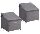 PATIOASIS front view of two grey covers protecting chairs, shows full fit and protection