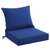 PatioGlow front view of blue cushion set showing neat fit and color longevity