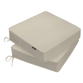 PatioGlow front view cream cushions showing neat seams and modern look