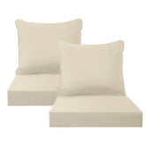 PatioGlow front view of two khaki seat cushions showing clean styling and comfort