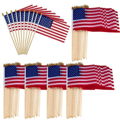 patscorai front view of packaged 110 mini American flags showing value