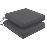 Pauwer front view of two dark grey cushions showing neat edges and color for instant patio comfort