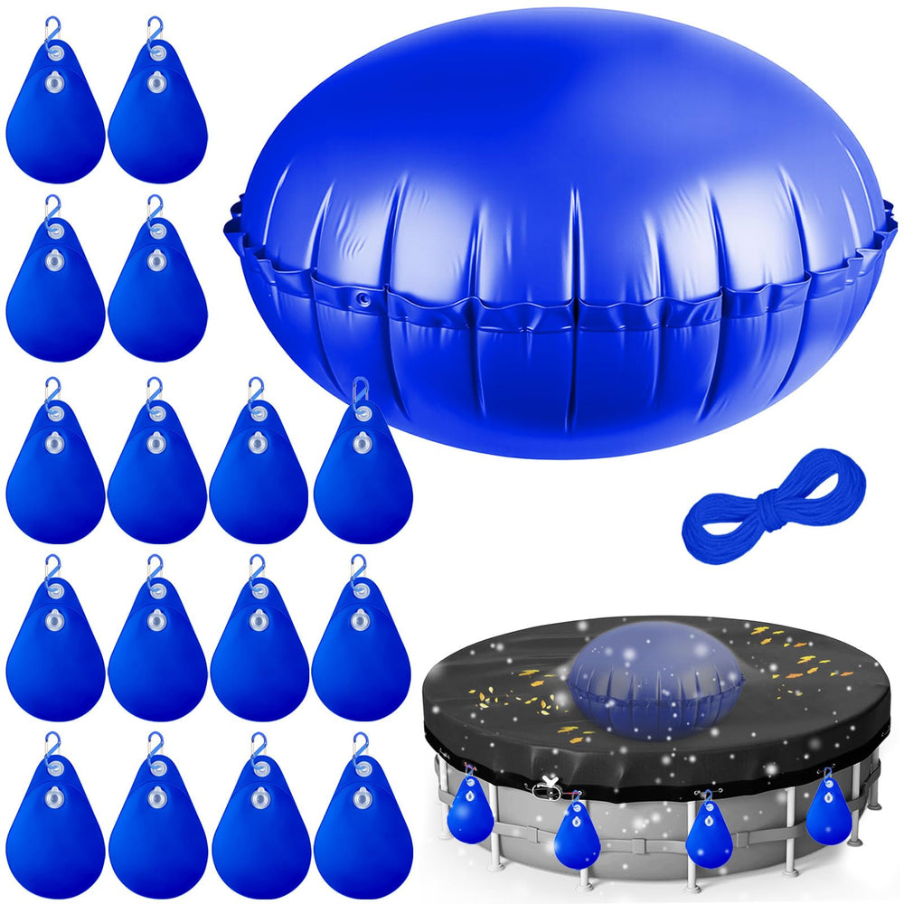 pdpdoc inflatable pillow front view showing durable PVC protecting pool