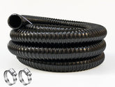 PEISONGFEI front view of black 1½ inch pond discharge hose showing full length