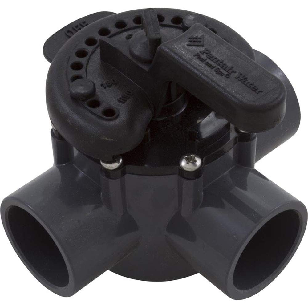 Pentair diverter valve front view showing compact three-way control and durable body
