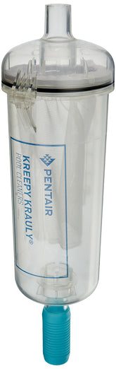 Pentair R211084K clear leaf trap front view showing transparent housing and handle for easy monitoring
