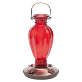 Perky-Pet daisy vase front view showing red-luster glass and feeding ports, attractive to hummingbirds