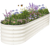Permade front view of 8x2x1.4ft white planter showing durable construction and clean look