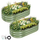 Permade front view assembled bed shows sturdy planter and attractive green finish