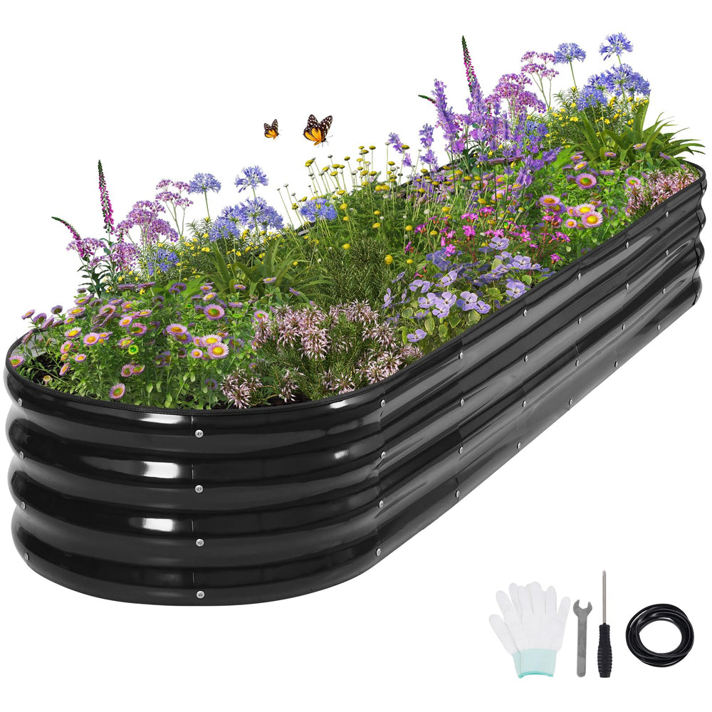 Permade front view of 8x2x1FT galvanized raised garden bed showing full planter benefits