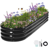 Permade front view of 8x2x1FT galvanized raised garden bed showing full planter benefits
