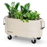 Permasteel front view of ivory planter showing clean profile and mobility benefit