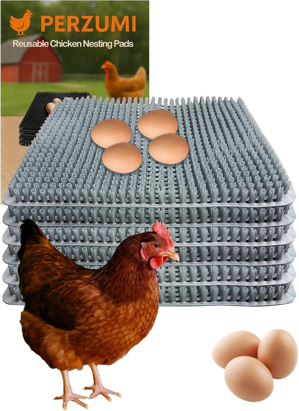 PERZUMI front view of 6-pack nesting pads showing compact packaging and quick setup benefit