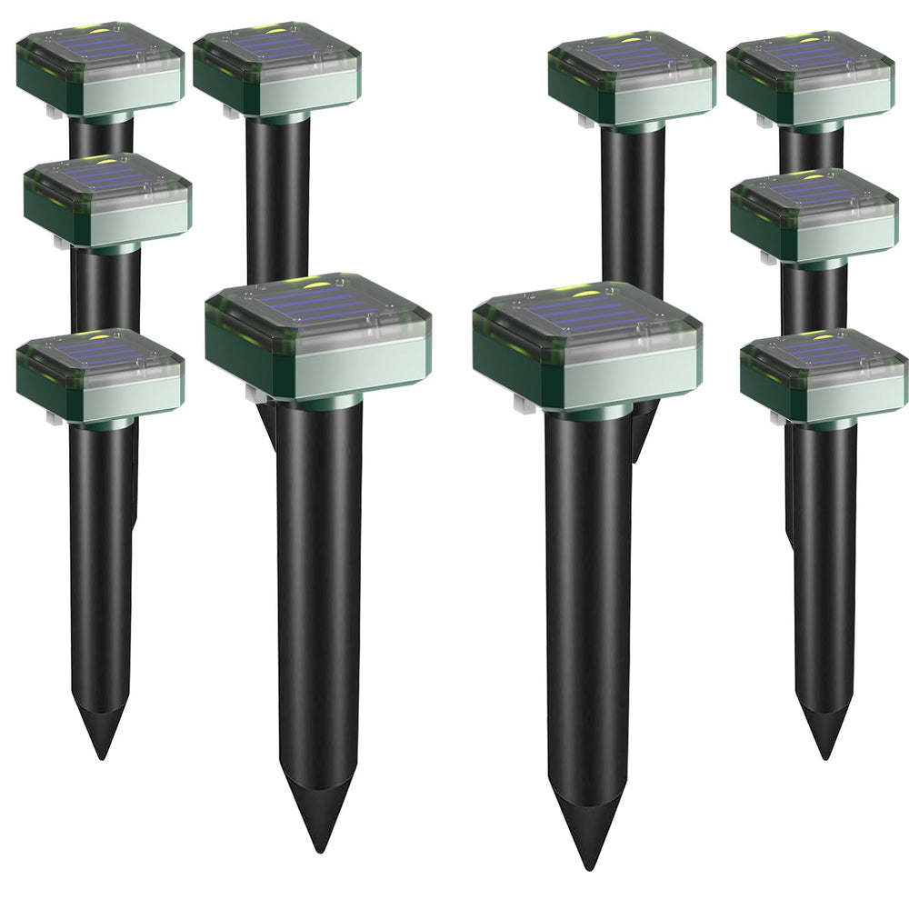 PestMentor front packaging showing ten solar repellent stakes and benefits