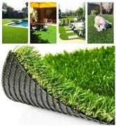 Petgrow front view of rolled turf showing lush realistic lawn benefit