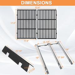 PETKAO burner tubes lined up to compare main and crossover lengths