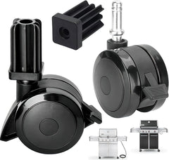 PETKAO locking caster front view showing compatible Weber wheel and improved stability