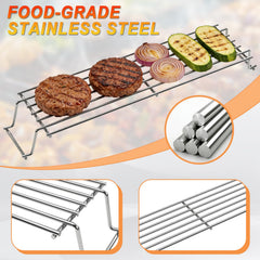 PETKAO warming rack installed in Weber Spirit grill keeping food warm off heat