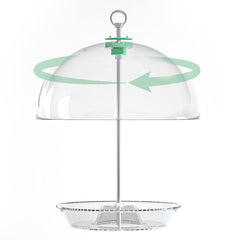 PFNRTH front view of rotating dome feeder showing durable construction and hanging hook