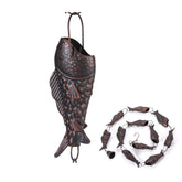 Phaxth antique bronze rain chain front view showing full 8.5ft length and trout cups, enhances curb appeal