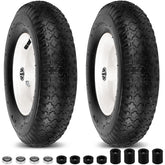 phepetroll front view of 16 inch wheel pair showing full tire and rim, durable replacement