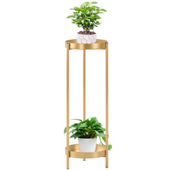 Philodwell front view of 2-tier metal plant stand showcasing compact footprint and modern design