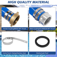 Picatu close-up of aluminum pin-lug fittings and brass swivel nut for leak-resistant connection