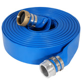 Picatu front view of 2 inch x 100 ft backwash hose showing connectors and packaging benefit durable connections