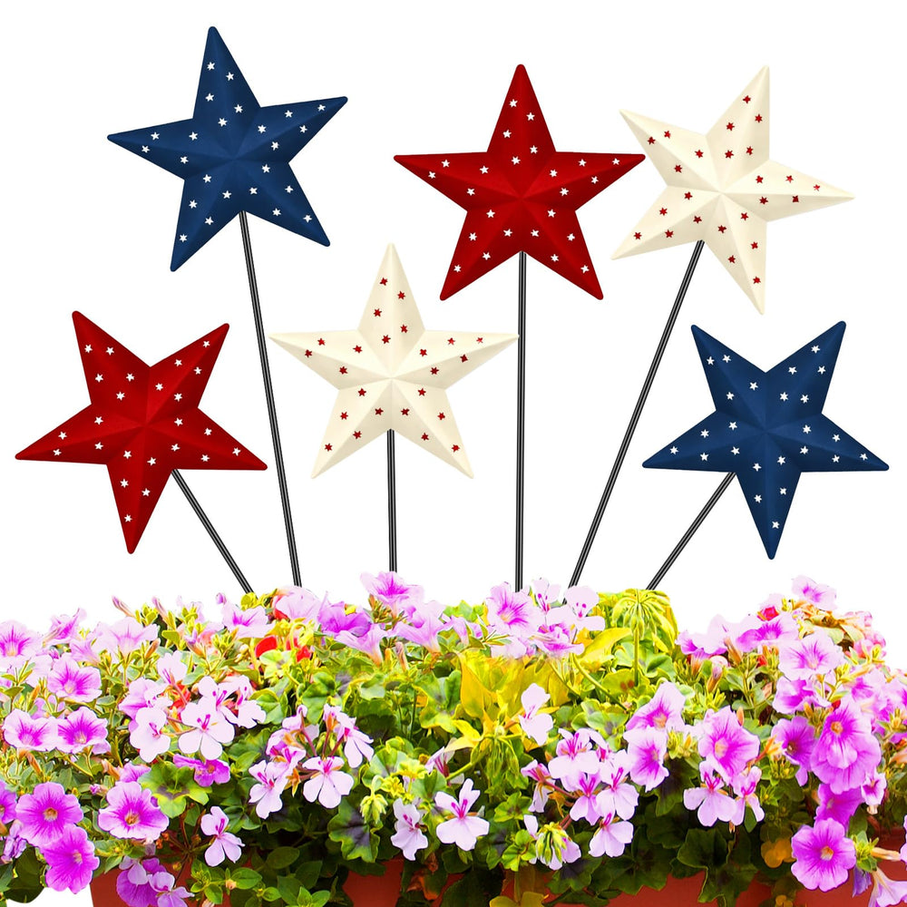 Pickmesh front view of six heart stakes shows patriotic curb appeal