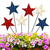 Pickmesh front view of six heart stakes shows patriotic curb appeal