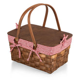 PICNIC TIME basket front view showing vintage style and sturdy handle for easy transport