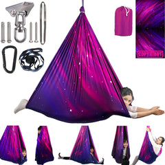 PikDos front view of Galaxy Purple cocoon swing showing roomy seat and secure shape