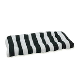 Pillow Perfect front view of black white cabana stripe cushion showing bold style and durability