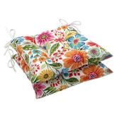 Pillow Perfect Gregoire front view showing bright floral print and square tufted design