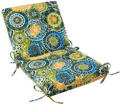 Pillow Perfect Omnia Lagoon front view showing bright pattern and full cushion comfort