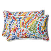 Pillow Perfect front view showing paisley pattern and welt for bold outdoor styling